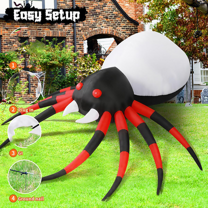 Final 3 Hours: 60% OFF for 8FT Halloween Inflatable Spider Outdoor Decoration with Red Lights